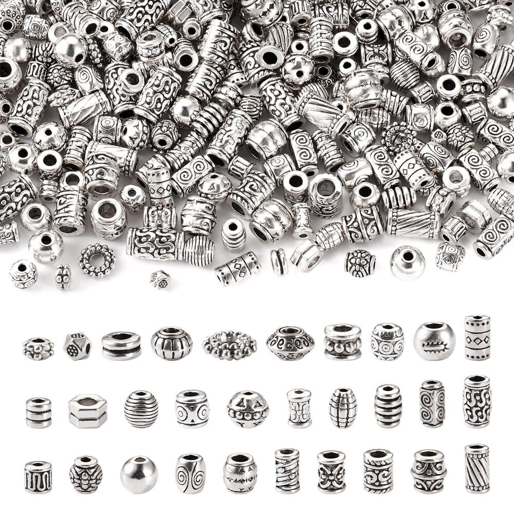 8530 Pandahall 300Pcs Column Spacer Beads Tibetan Silver Alloy Loose Beads